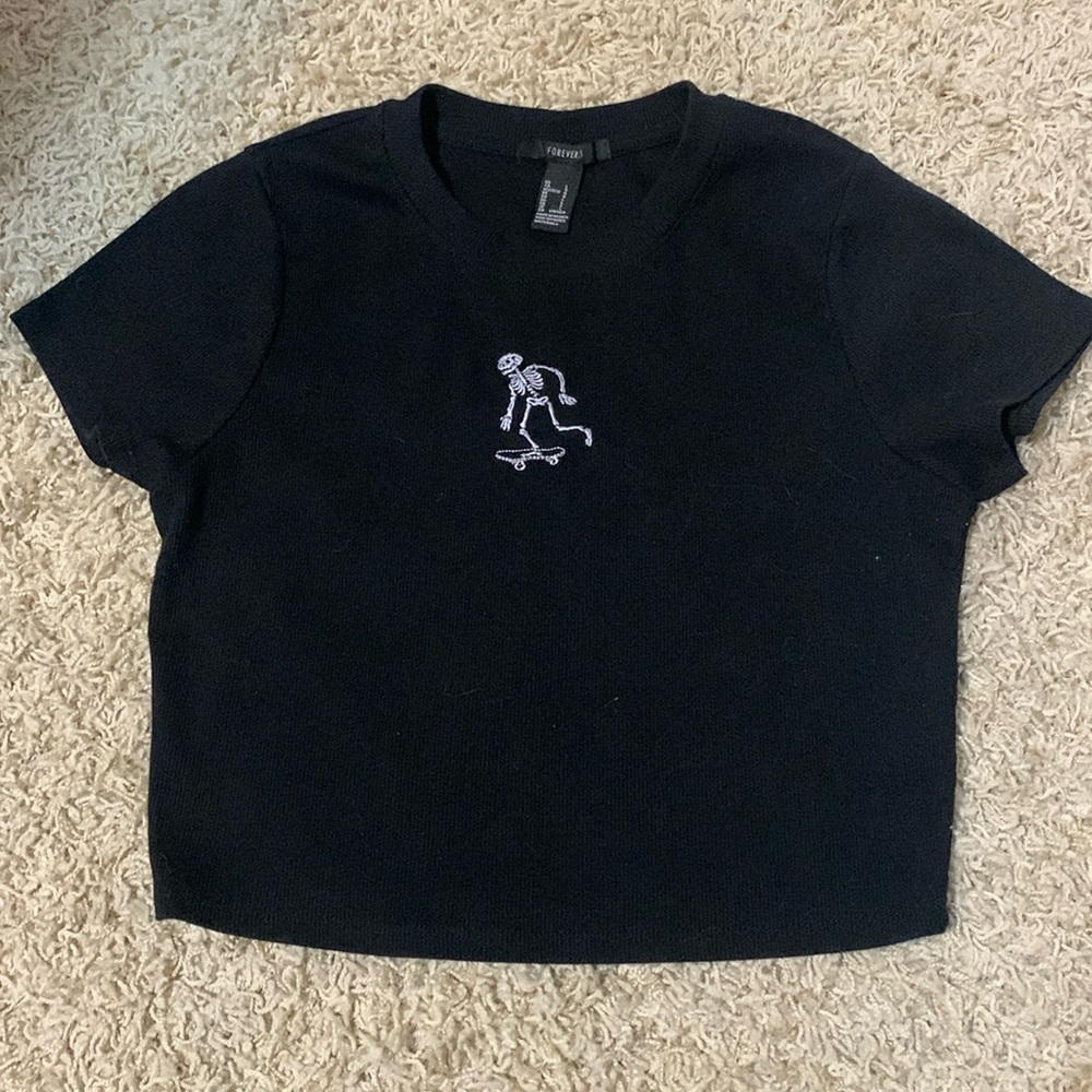 H&M Black Skeleton Skater Crop Top